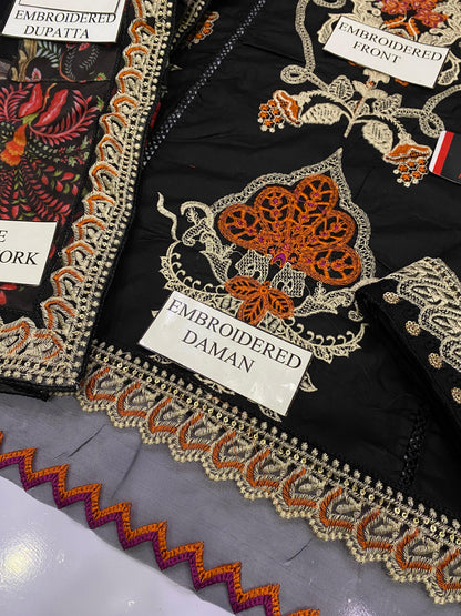 MB BLACK SHEHNAAI CHIKENKARI |3PC UNSTICHED