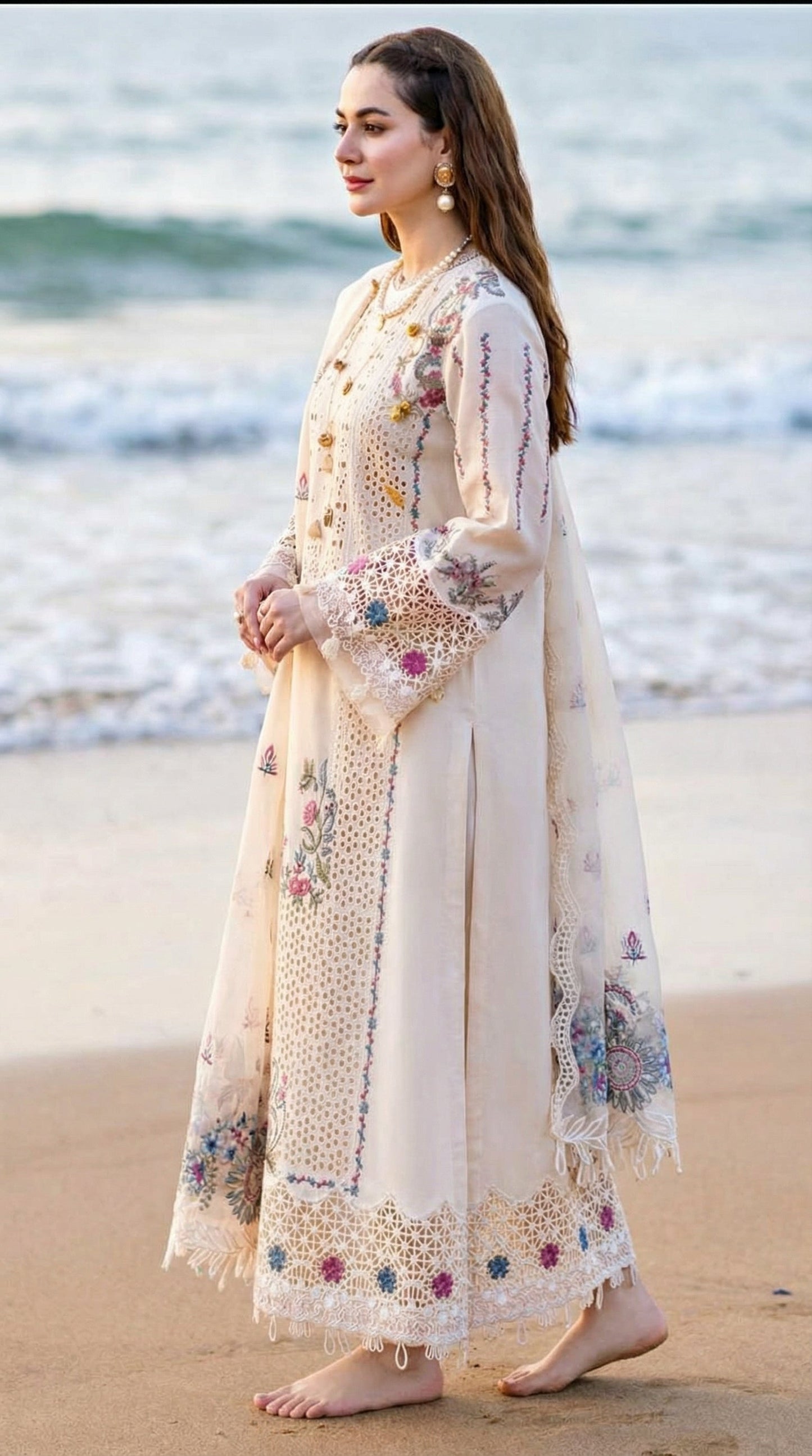 QALAMKAR CHIKENKARI 3PEC | UNSTICHED