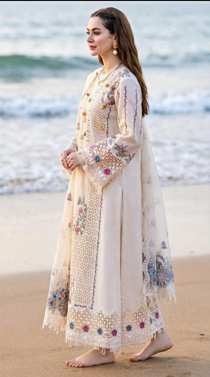 QALAMKAR CHIKENKARI 3PEC | UNSTICHED