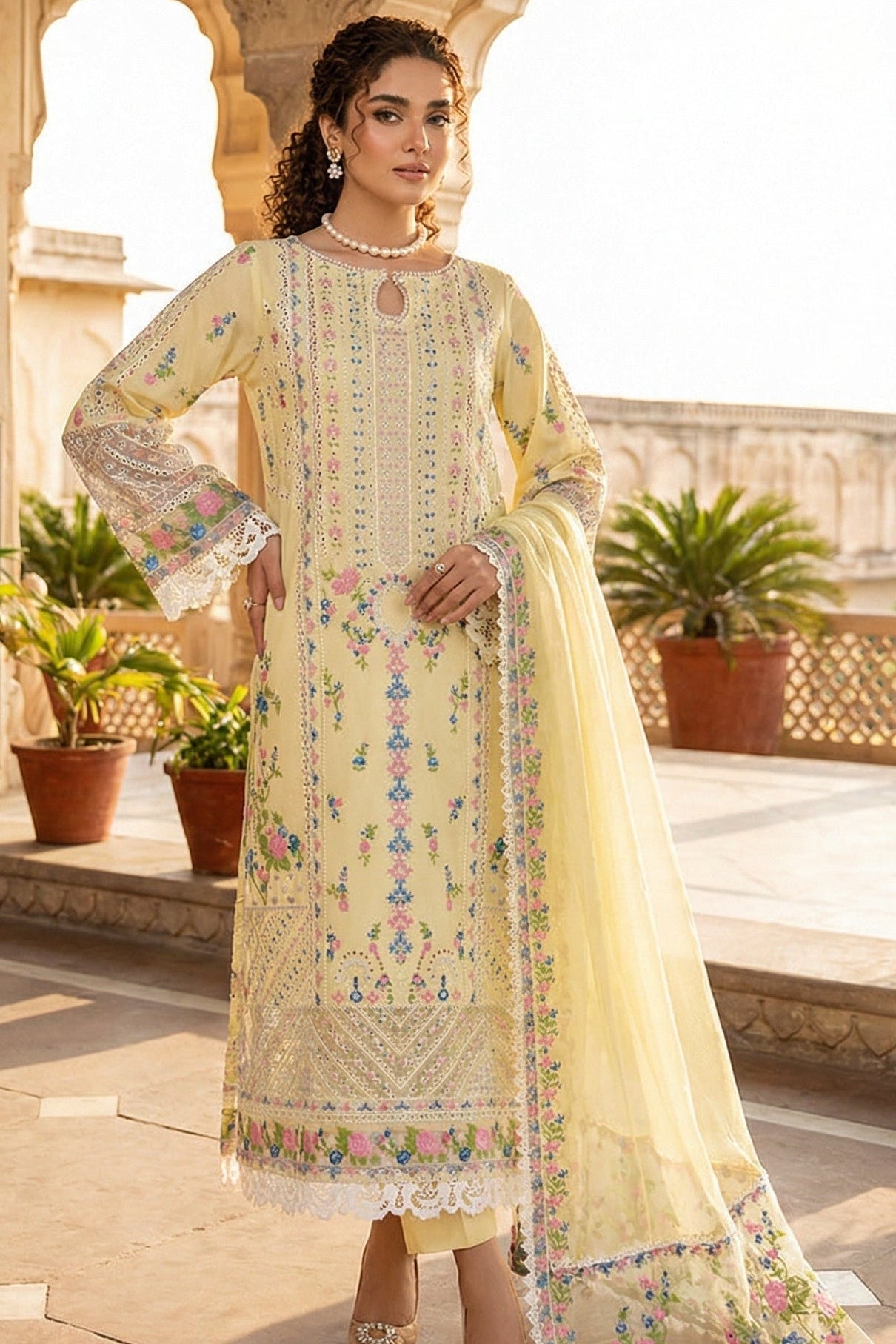 Chikenkari Nimora Lawn With Embroided Dupatta