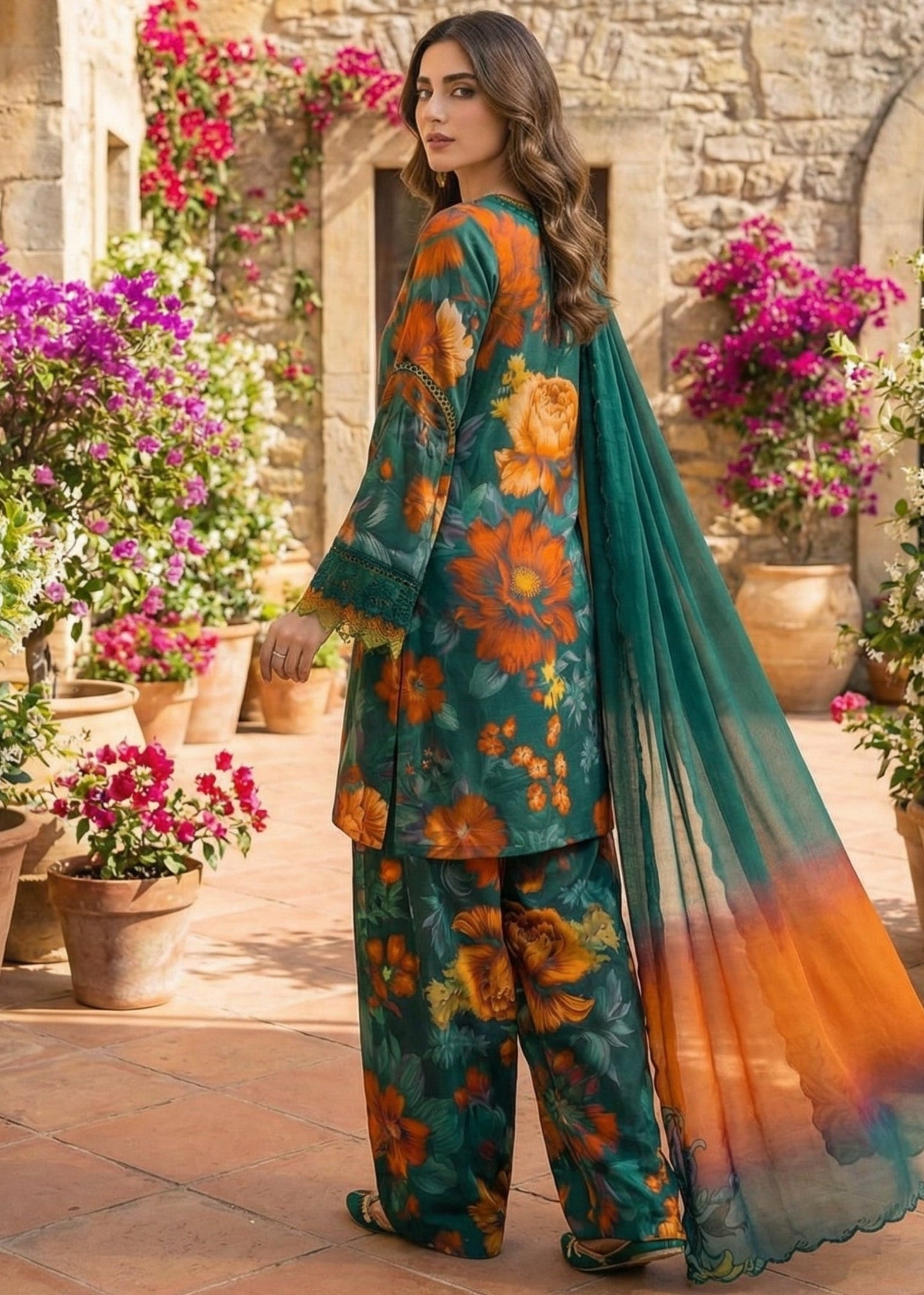 Iznik | Zinc Floral With Chiffon Dupatta | 3pec Unstiched