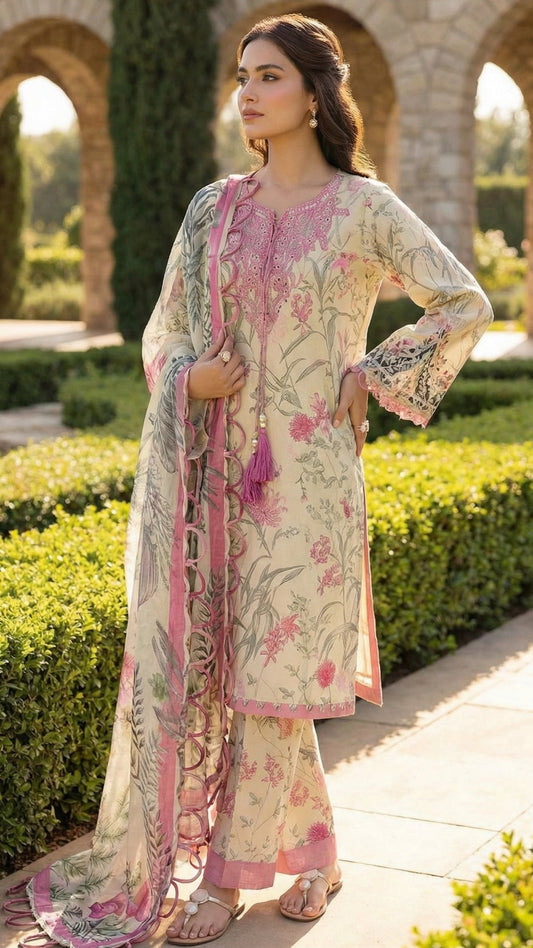 Jade | Summer Lawn With Chiffon Dupatta | 3pec Unstiched