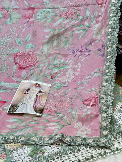 Iznik | M Print | Digital Printed Lawn Chiffon Dupatta | 3pc Unstiched