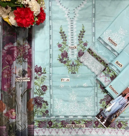 Jade | Chikenkari Embroided Lawn By Hania Amir | 3pec Unstiched