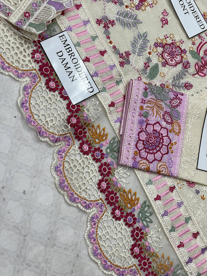 Qalamqar | Chikenkari Lawn Embroidery Orgenza Embroided Dupatta | 3pec Unstiched