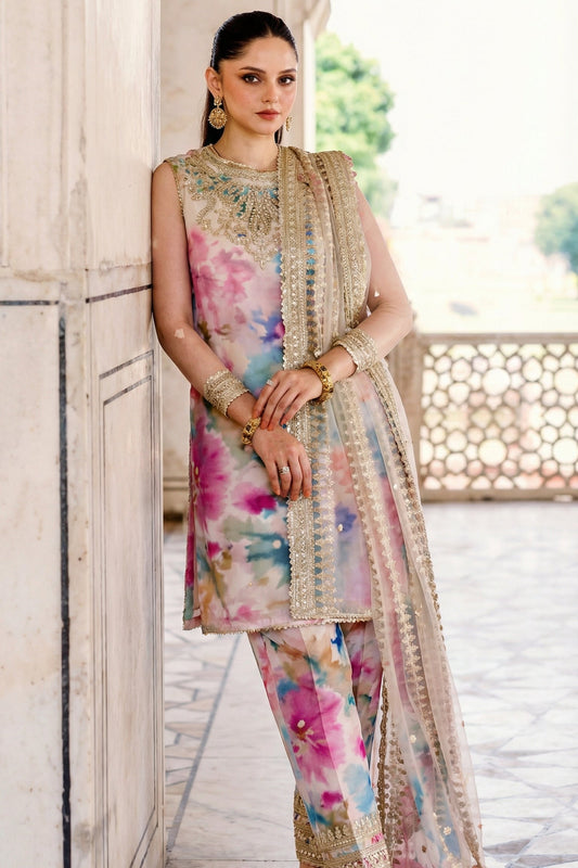Jazmine | Multi Shade With Heavy Embroidered Net Dupatta | 3pec Unstiched