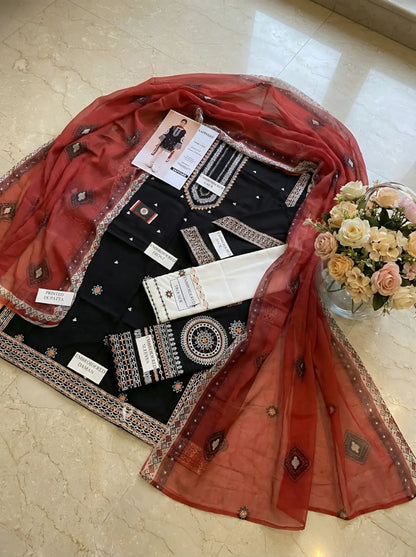 Saphire | Chikenkari Cotton | Chiffon Dupatta