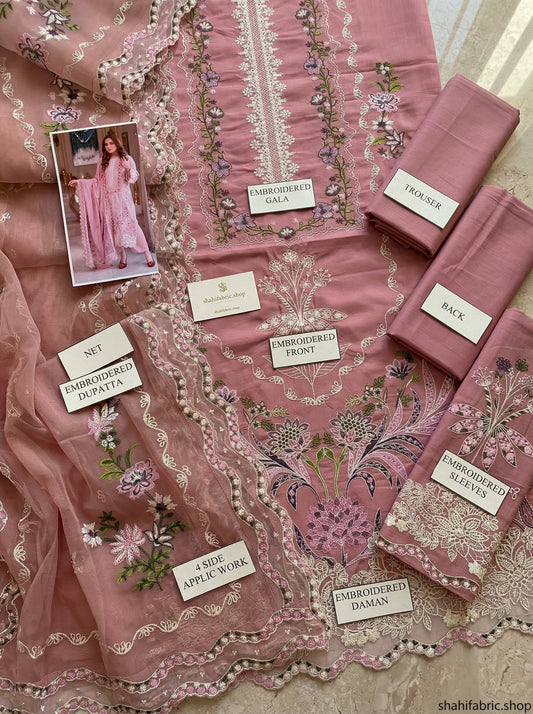 ANEELA LAIBA |EMBROIDED LAWN WITH NET BORDER  DUPATTA  |3PC UNSTICHED