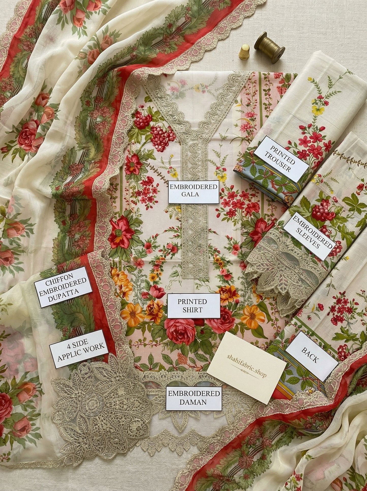MARIAB GULROSE B |PRINTED LAWN WITH CHIFFON  DUPATTA  |3PC UNSTICHED