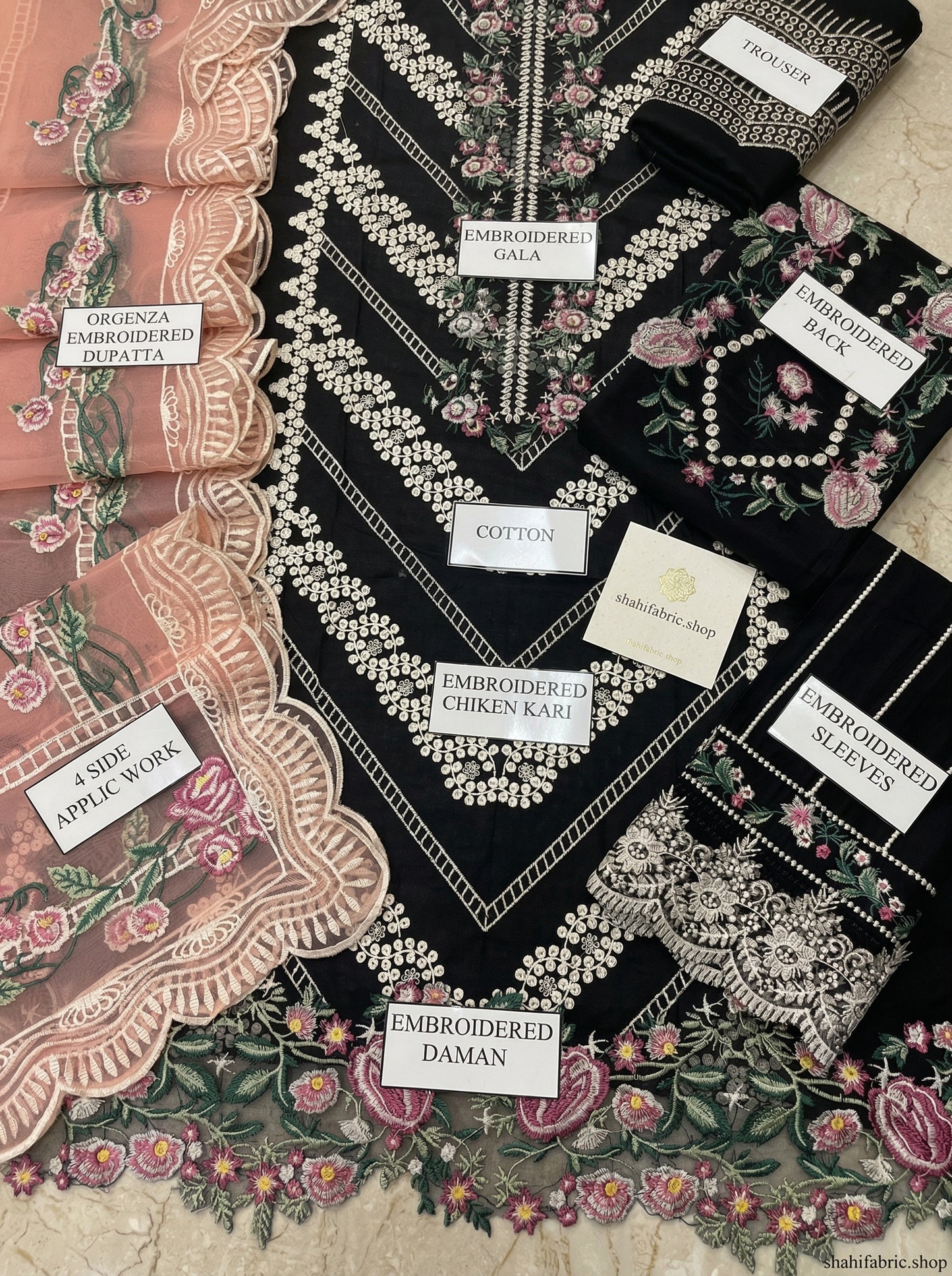 CRIMSON CHIKENKARI FANCY |3PC UNSTICHED
