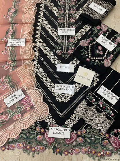 CRIMSON CHIKENKARI FANCY |3PC UNSTICHED