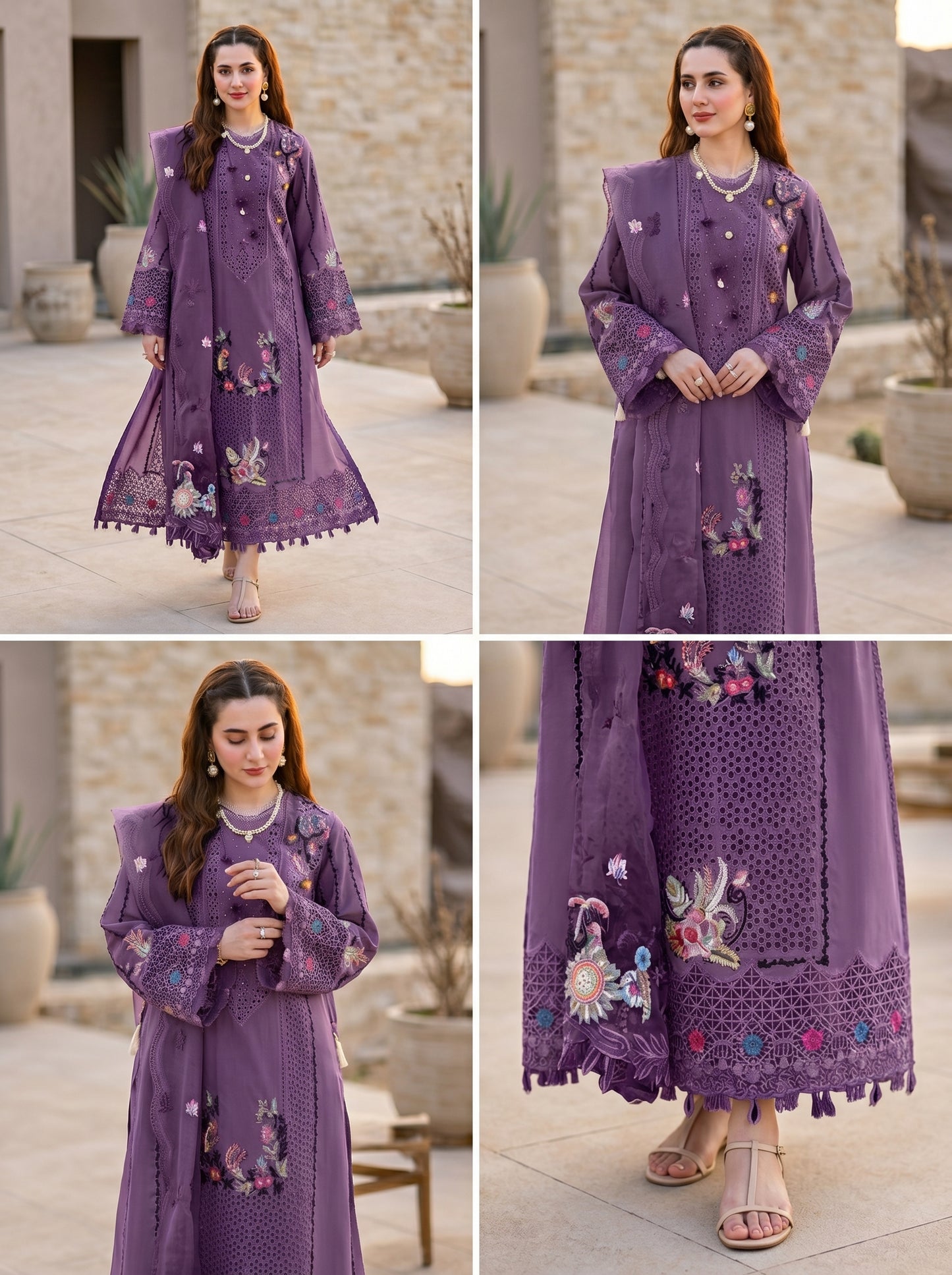 Qalamkar | Premium Chikenkari Lawn with Orgenza Embroidred Dupatta | 3pec Unstiched