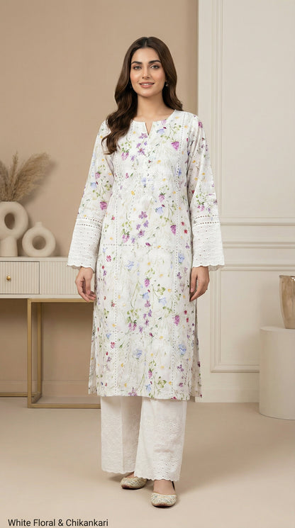 CHIKENKARI BAHAR |CHIKENKARI LAWN 2PC UNSTICHED