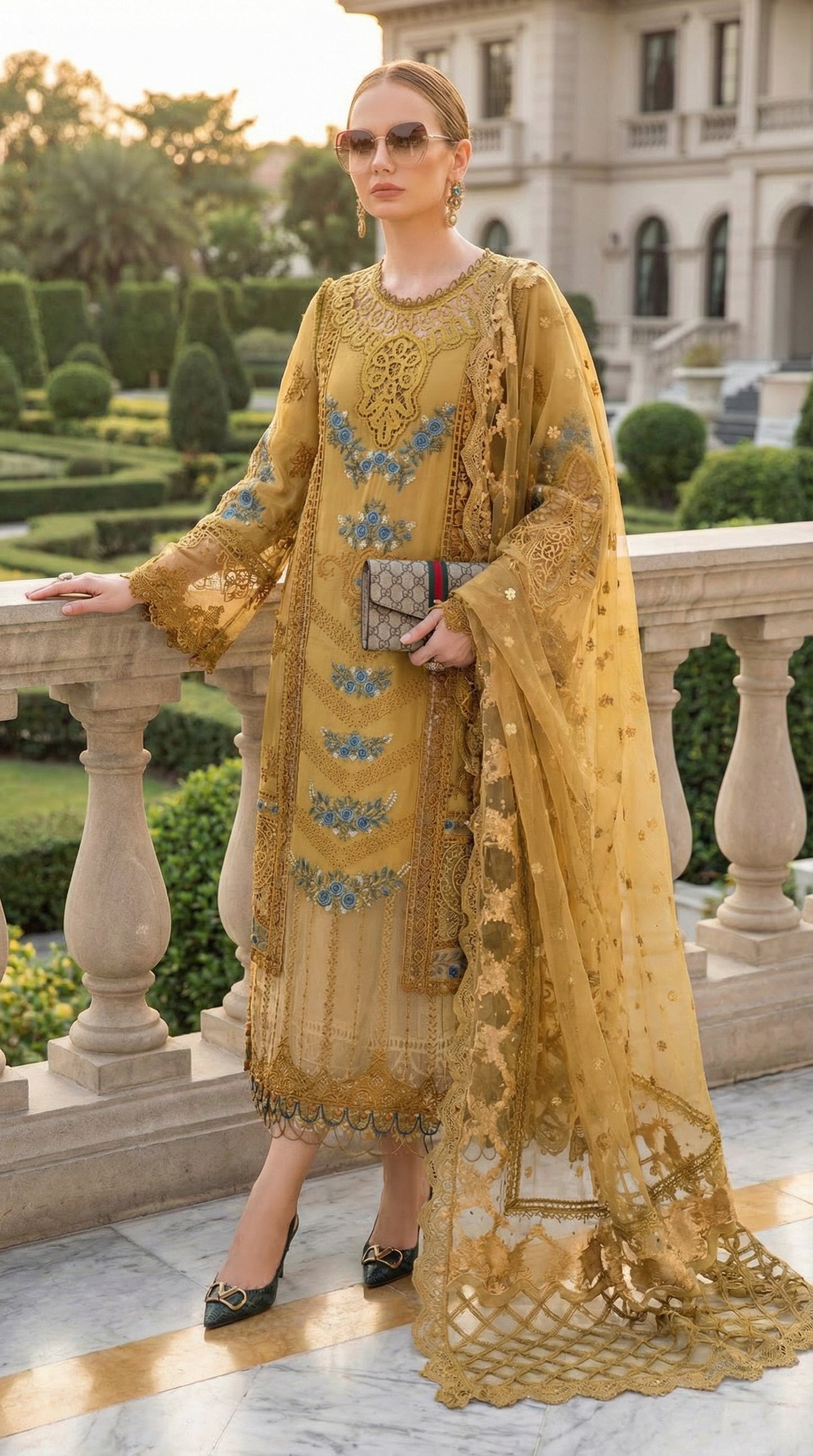 Mariab Embroidered Lawn 3 Piece Unstitched Suit