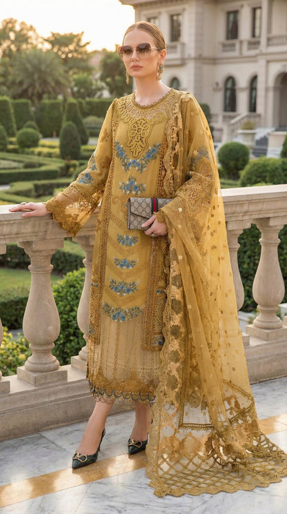 Mariab Embroidered Lawn 3 Piece Unstitched Suit