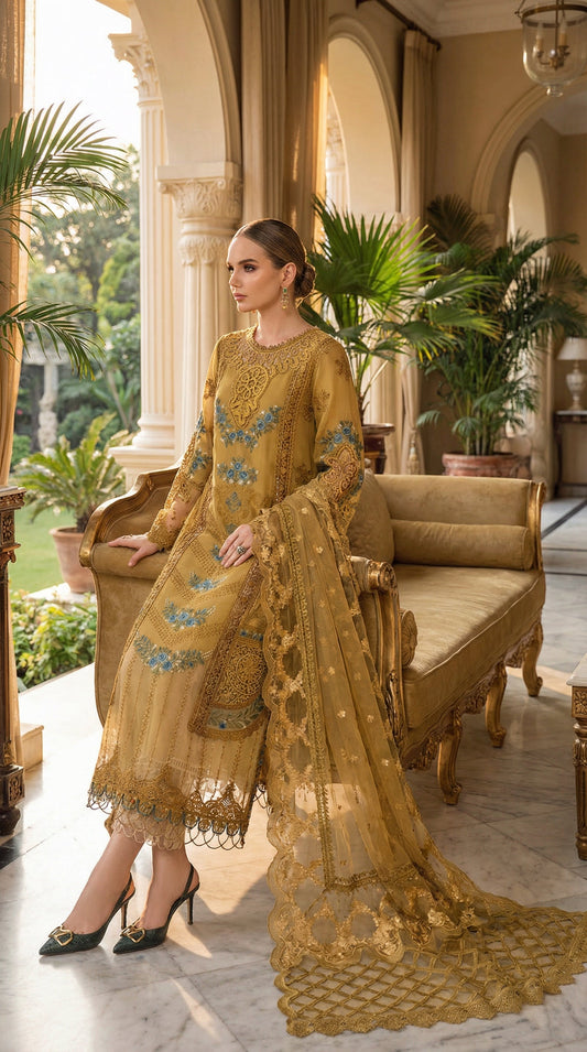 Mariab Embroidered Lawn 3 Piece Unstitched Suit