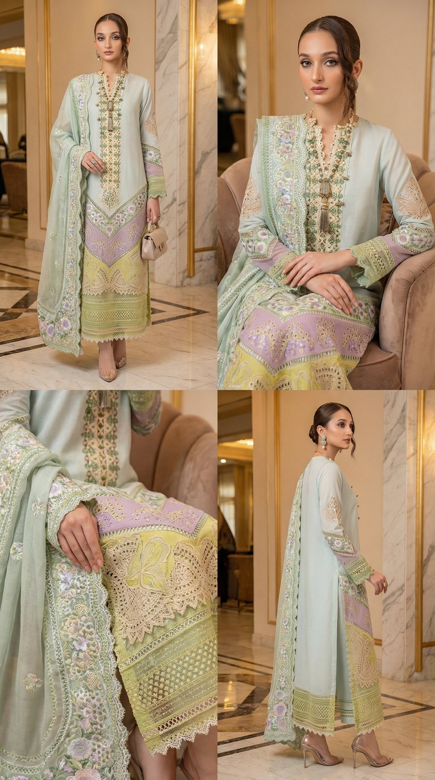 CRIMSON CHIKENKARI LAWN WITH BROIDERY DUPATTA  |3PEC UNSTICHED