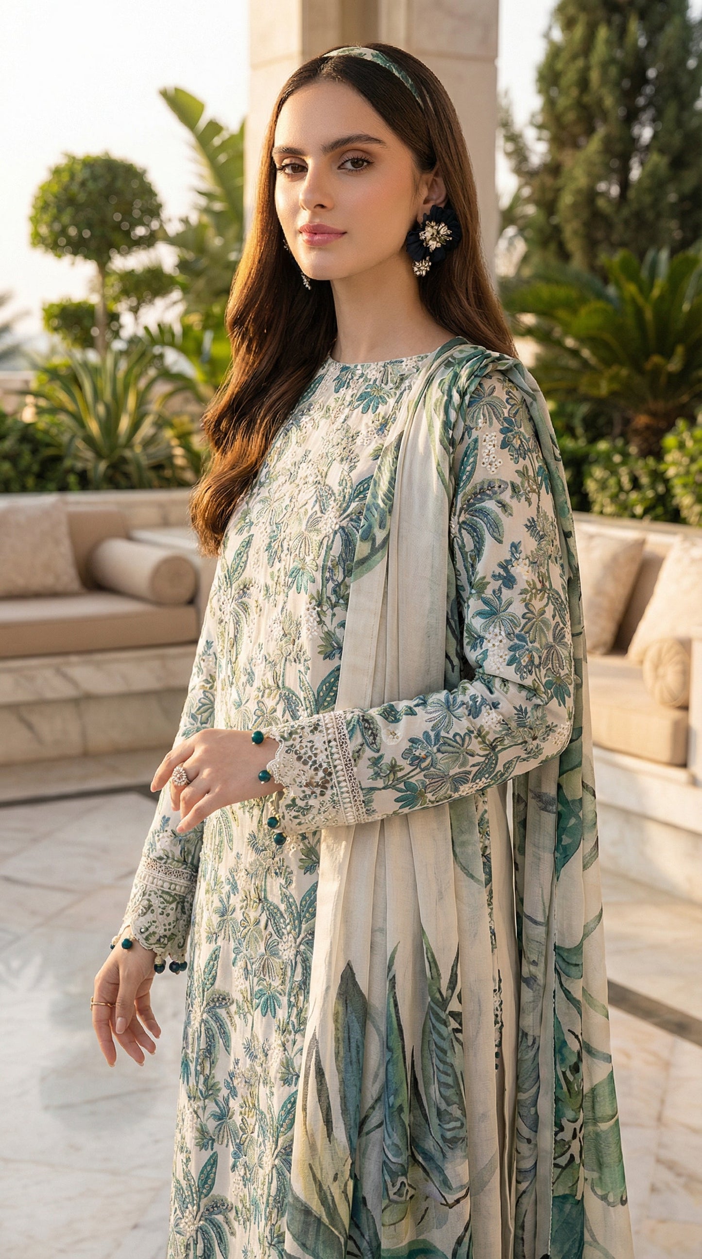 IZEL LAWN WITH CHIFFON DUPATTA |3PEC UNSTICHED