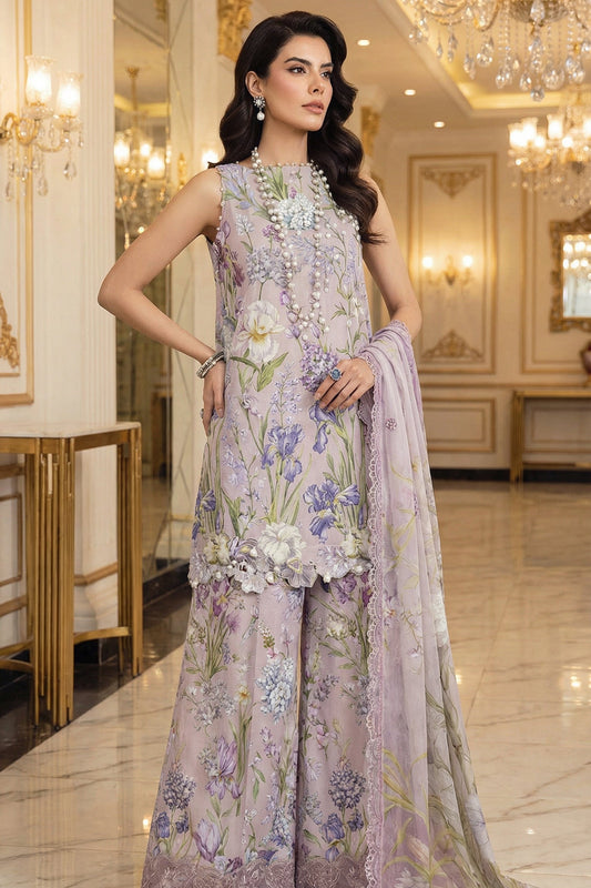 MARIAB LAWN WITH CHIFFON DUPATTA |3PEC UNSTICHED