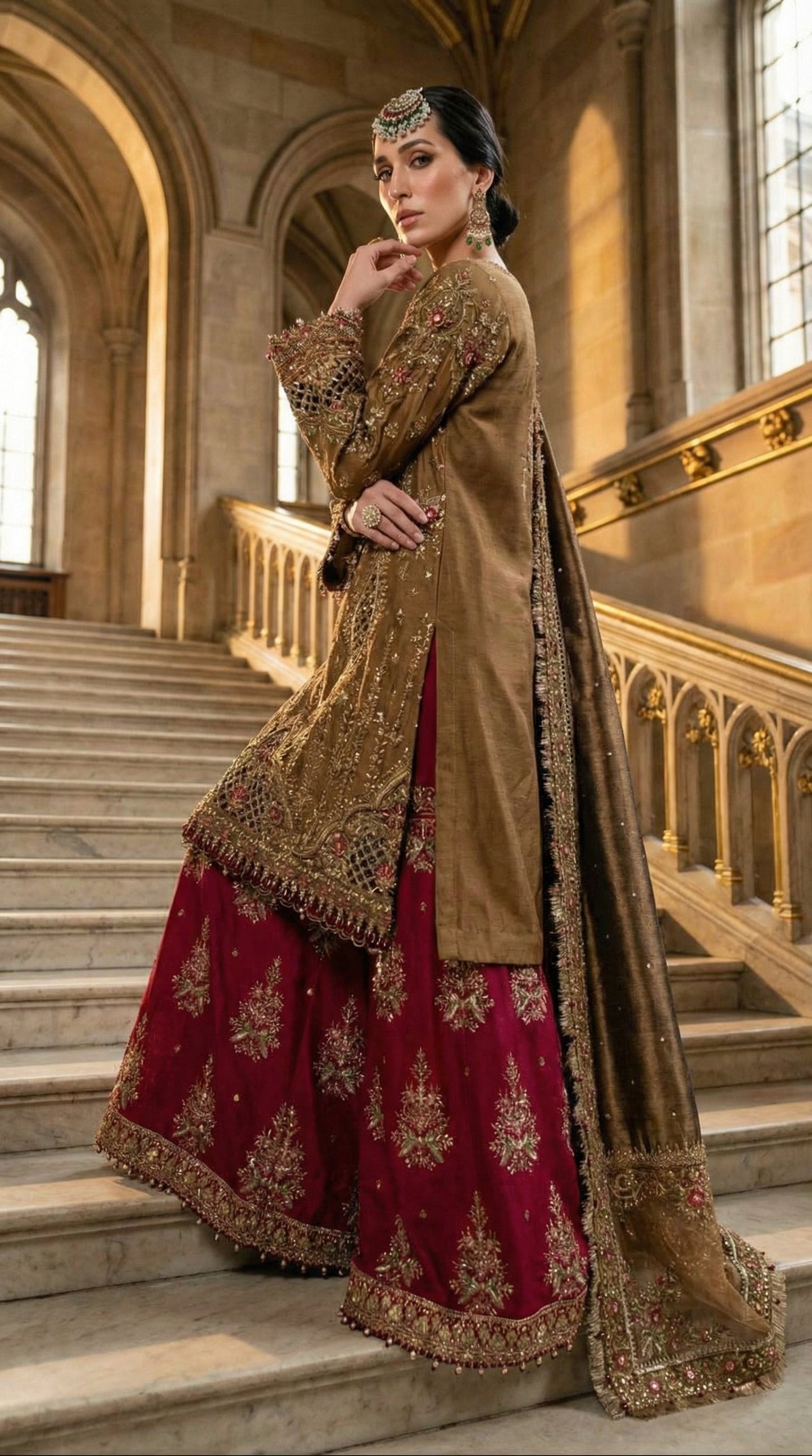 MARIAB SILK WEDDING WITH ORGENZA  DUPATTA |3PIECE UNSTICHED