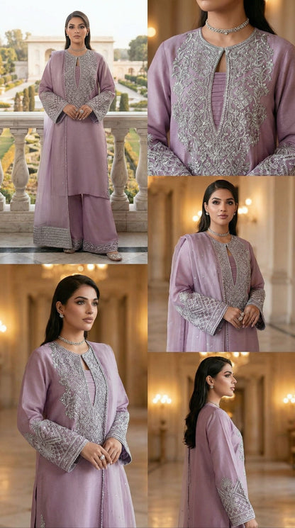 AYESHA HOOR SILK WEDDING WITH ORGENZA  DUPATTA |3PIECE UNSTICHED