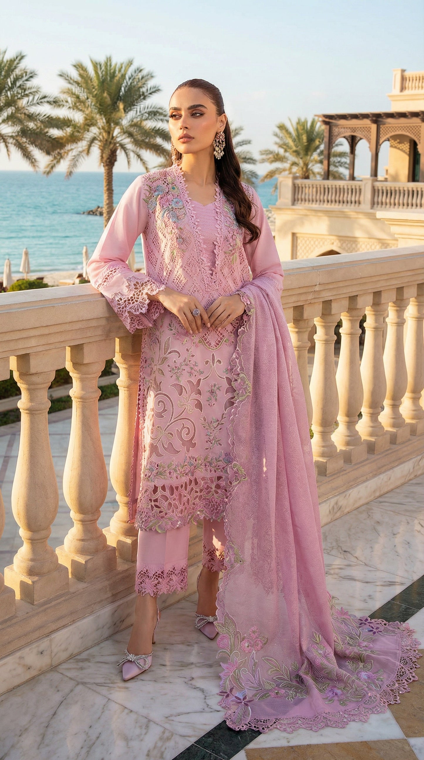 RANG RASIYA PINK CHIKENKARI 3PIECE UNSTICHED