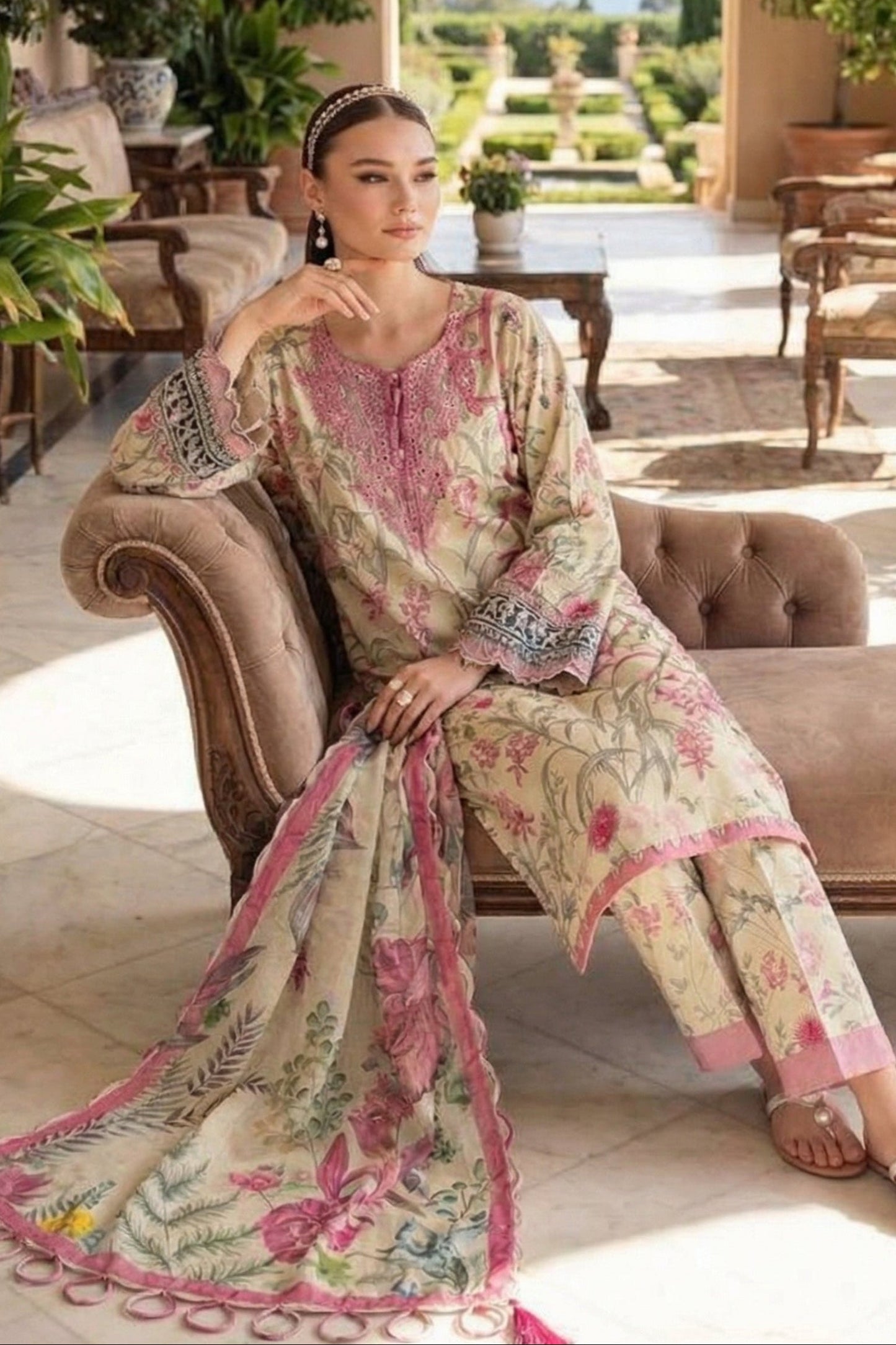 JADE SUMMER LAWN  WITH CHIFFON DUPATTA  |3 PIECE UNSTICHED