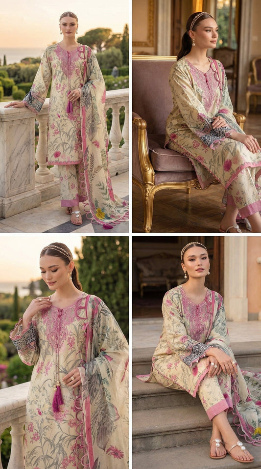 JADE SUMMER LAWN  WITH CHIFFON DUPATTA  |3 PIECE UNSTICHED