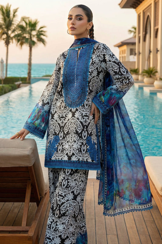 ZAINAB CHOTTANI BELLA WITH CHIFFON DUPATTA  |3PIECE UNSTICHED