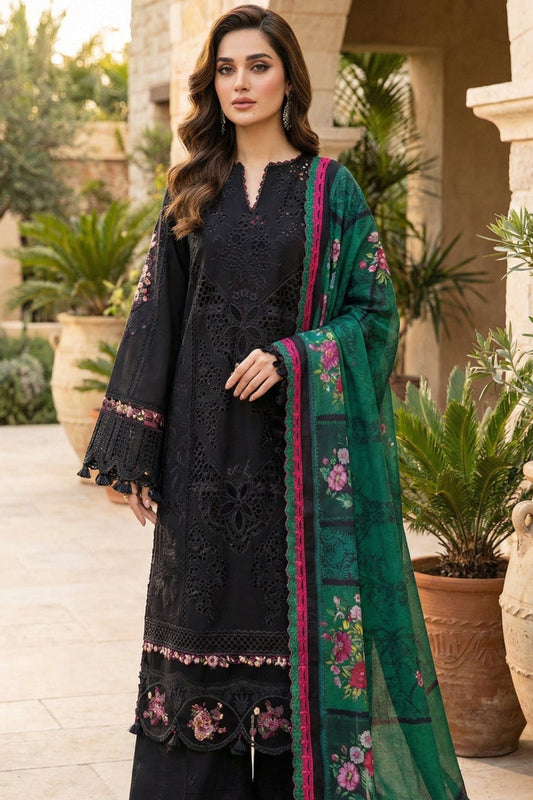 Saira Rizwan | Luxury Chikenkari Lawn Digital Printed Silk Dupatta | 3piece Unstiched