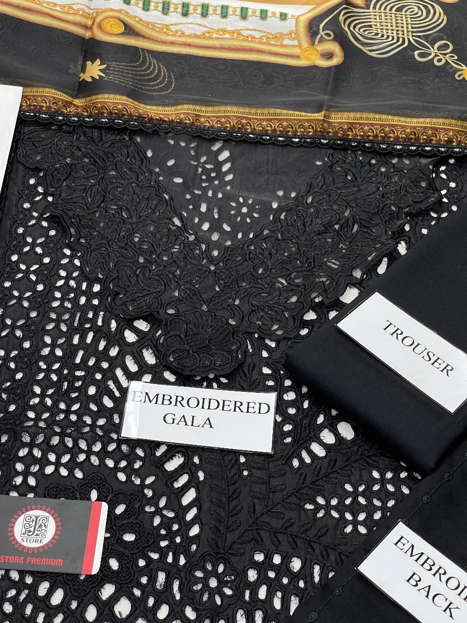 BIN ILYAS | BLACK LUXURY CHIKENKARI | Unstiched 3 piece