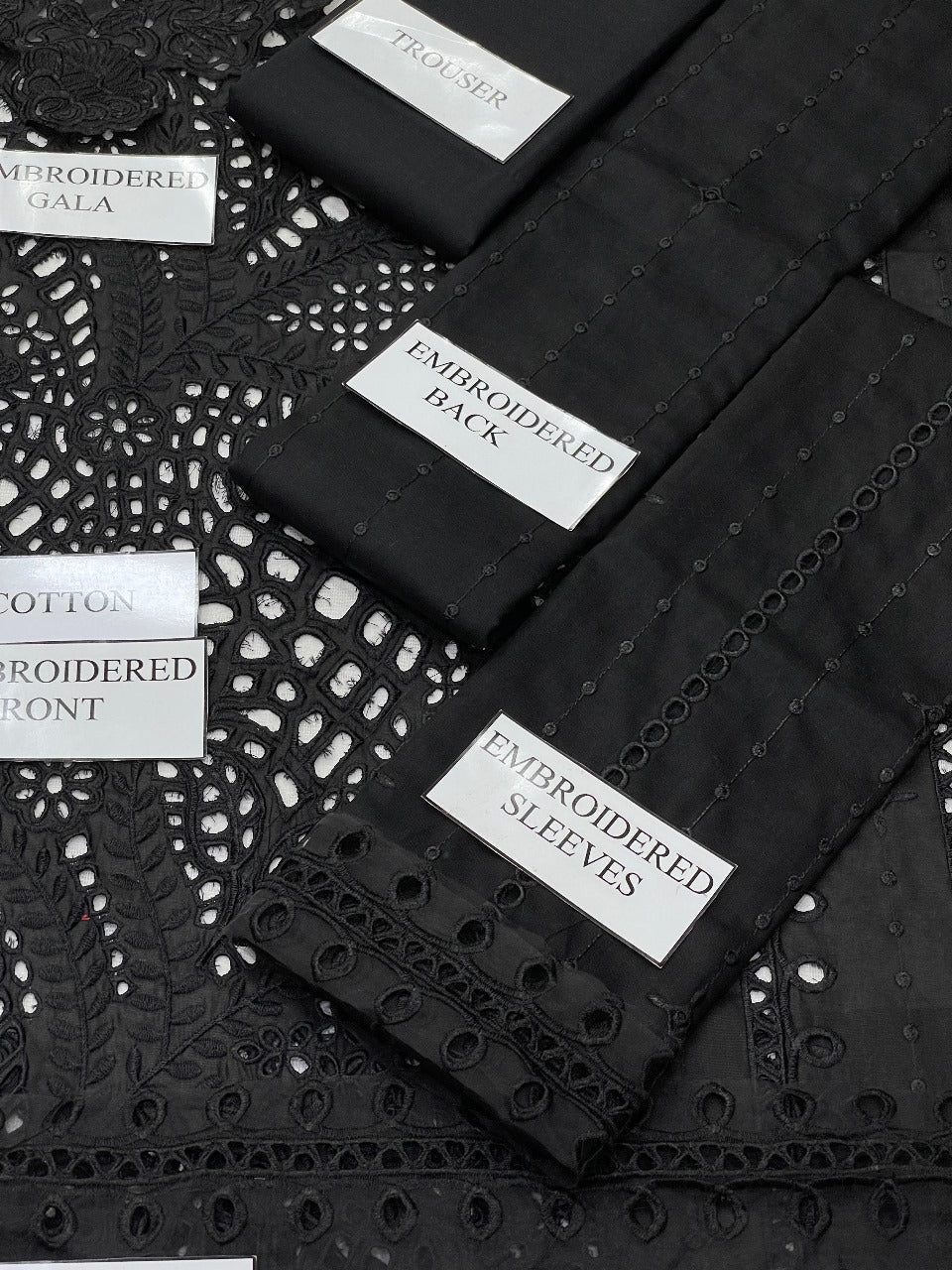 BIN ILYAS | BLACK LUXURY CHIKENKARI | Unstiched 3 piece