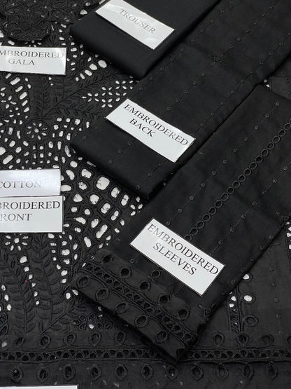 BIN ILYAS | BLACK LUXURY CHIKENKARI | Unstiched 3 piece