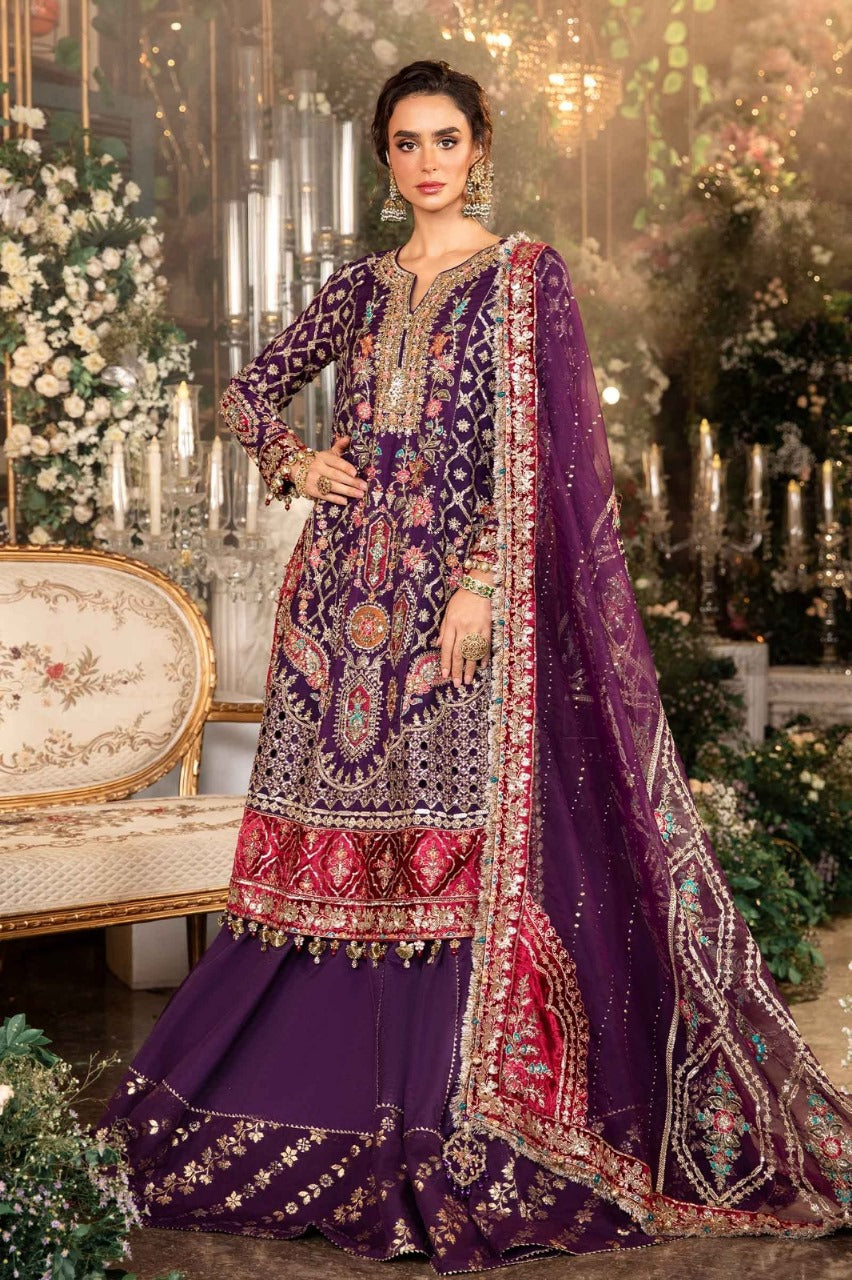 MARIAB | MAHARANI CHIFFON EMROIDED DRESS|3 Pec Unstiched