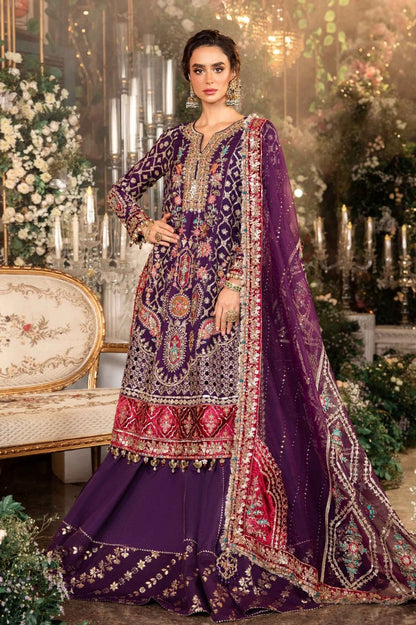 MARIAB | MAHARANI CHIFFON EMROIDED DRESS|3 Pec Unstiched