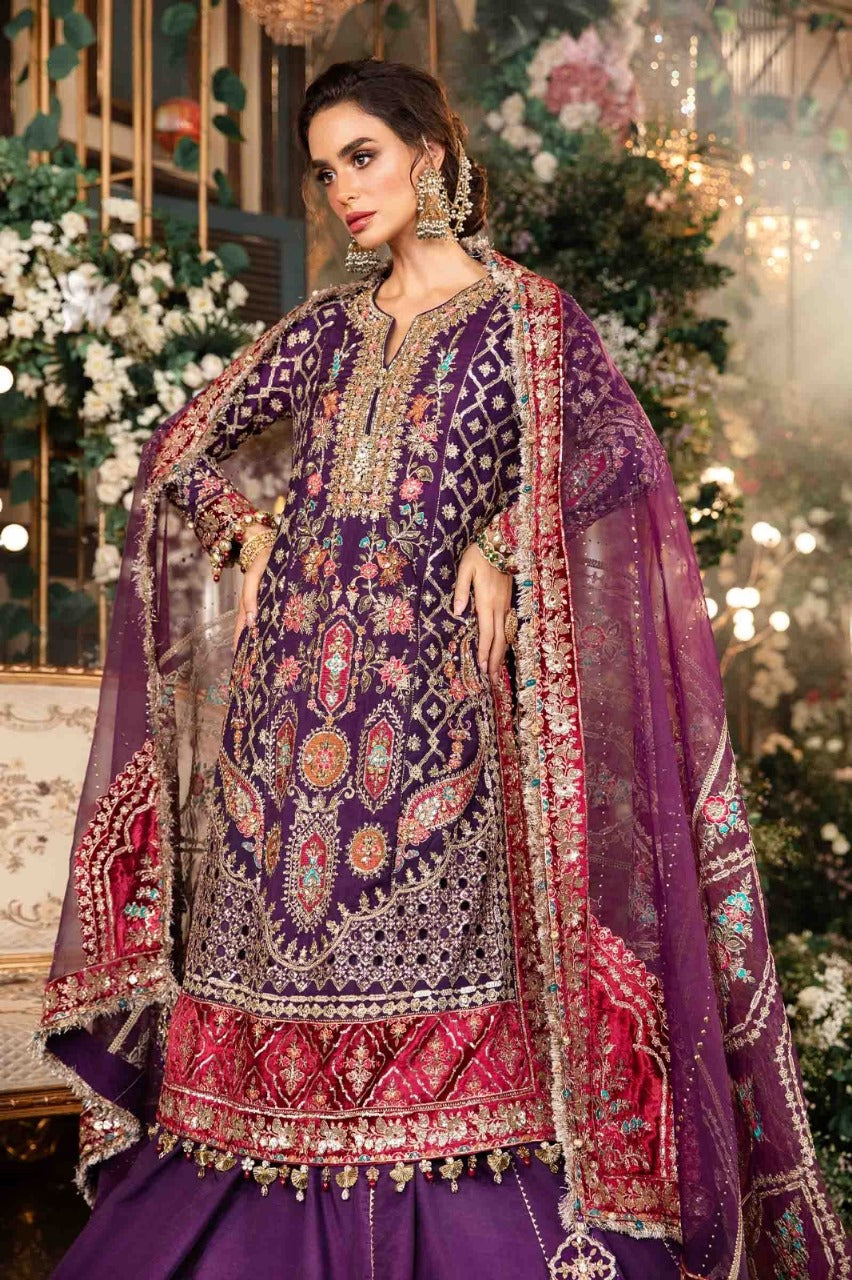 MARIAB | MAHARANI CHIFFON EMROIDED DRESS|3 Pec Unstiched