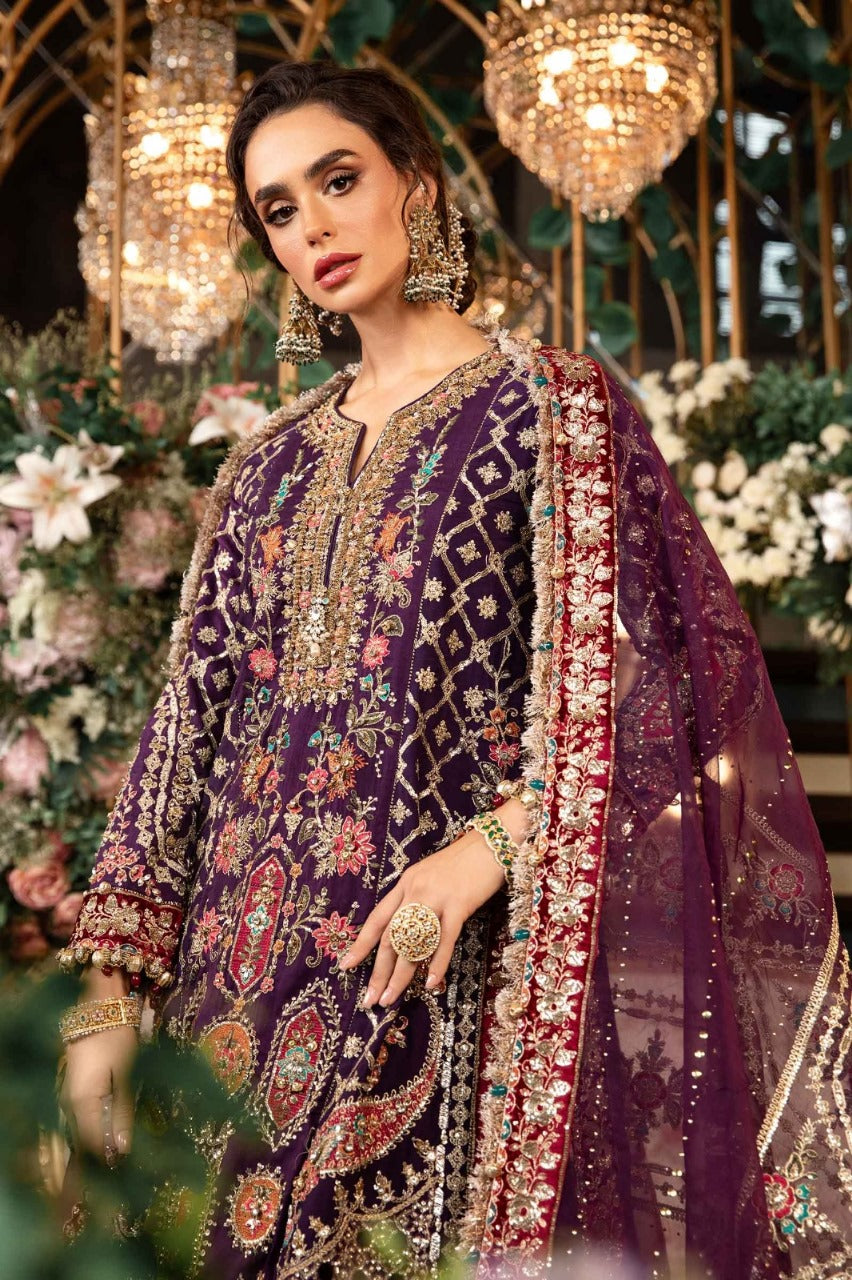 MARIAB | MAHARANI CHIFFON EMROIDED DRESS|3 Pec Unstiched