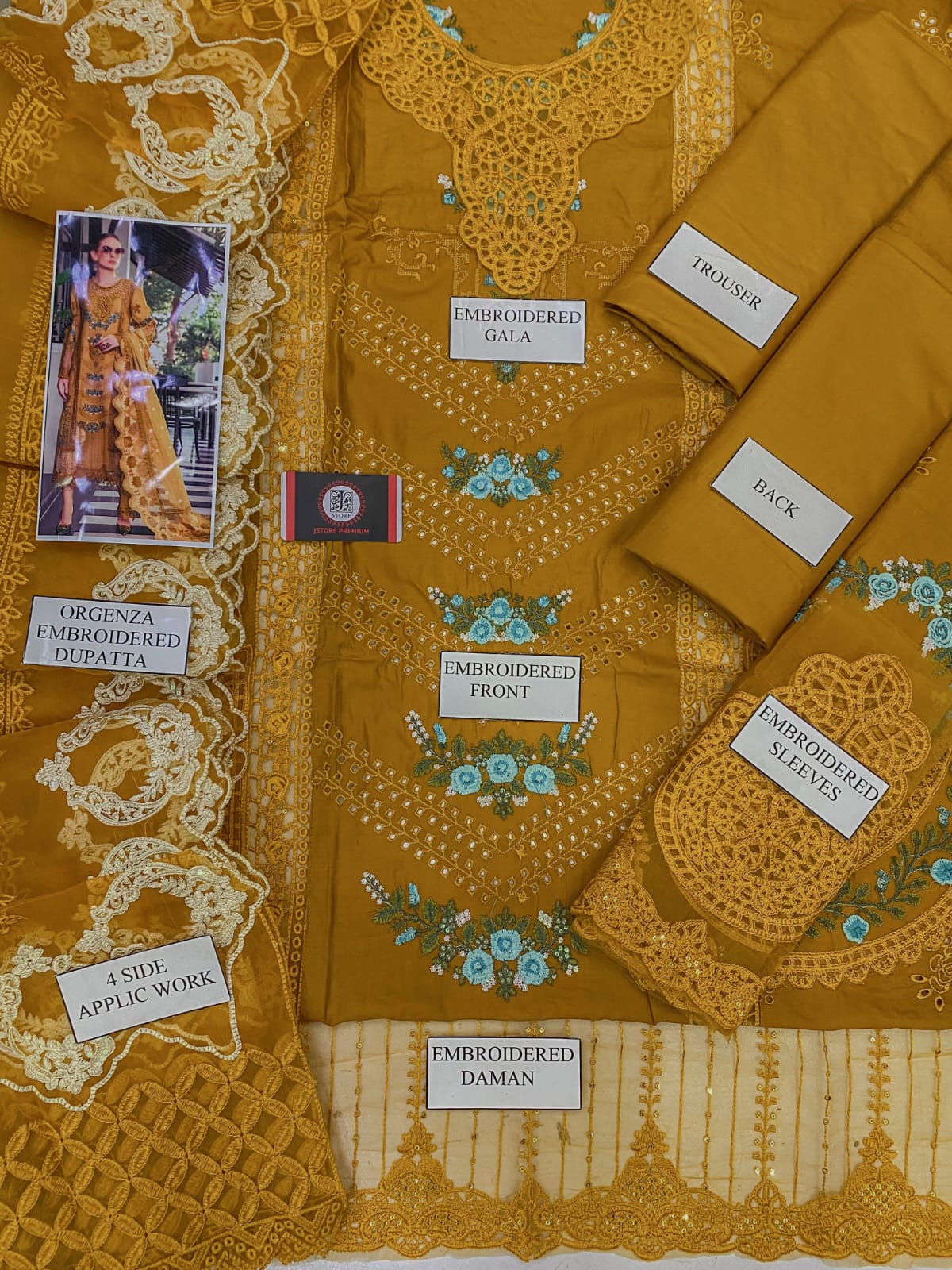 Mariab Embroidered Lawn 3 Piece Unstitched Suit