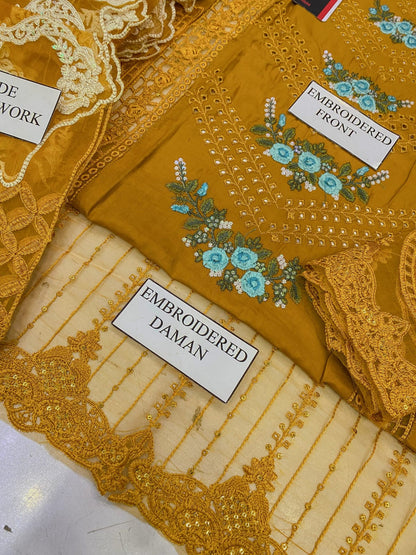 Mariab Embroidered Lawn 3 Piece Unstitched Suit