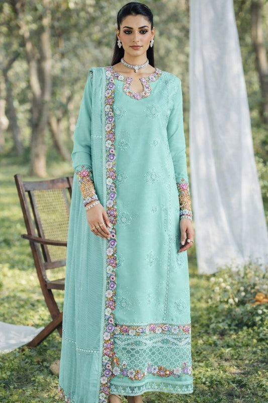 MUSHQ | ELITE FLORAL CHIKENKARI  KHADDI NET DUPATTA  |3PEC UNSTICHED