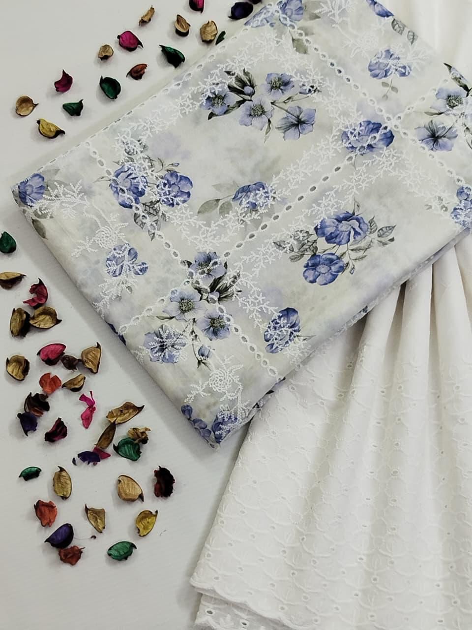 CHIKENKARI BAHAR |CHIKENKARI LAWN 2PC UNSTICHED