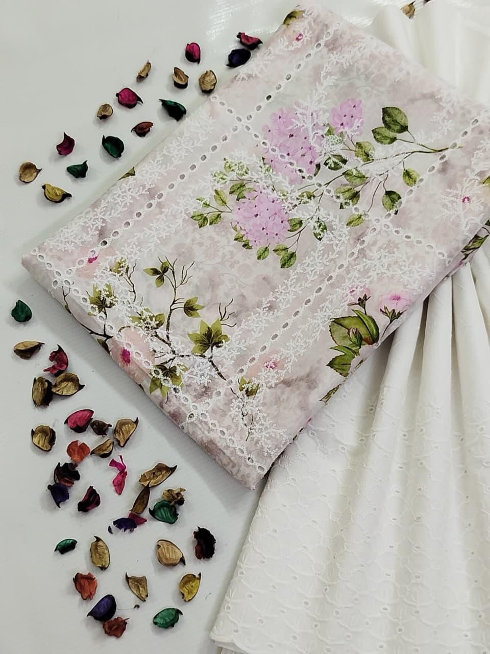 CHIKENKARI BAHAR |CHIKENKARI LAWN 2PC UNSTICHED