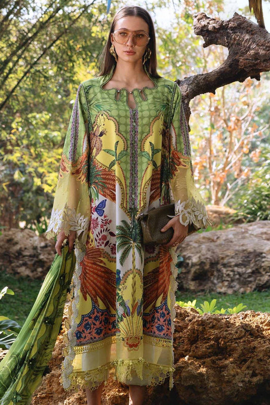 MARIAB TULIP |PRINTED LAWN WITH CHIFFON BORDER  DUPATTA  |3PC UNSTICHED