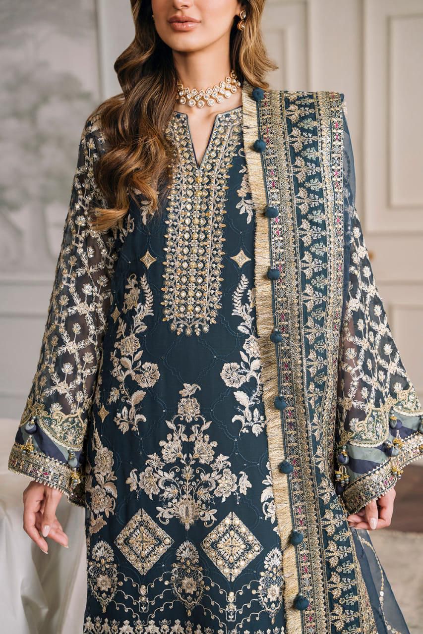 BAROQUE ROYAL SHEHZADI  FESTIVE |CHIFFON WITH KHAADI NET DUPATTA |3PC UNSTICHED