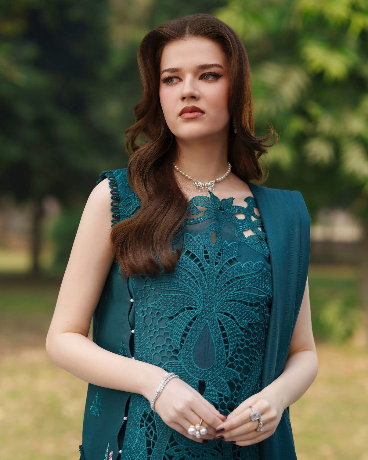 PARISHAY LUXURY CHIKENKARI COLLECTION (HU) WITH SRYLISH KHADDI NET EMBROIDED BORDER DUPATTA  |3PC UNSTICHED