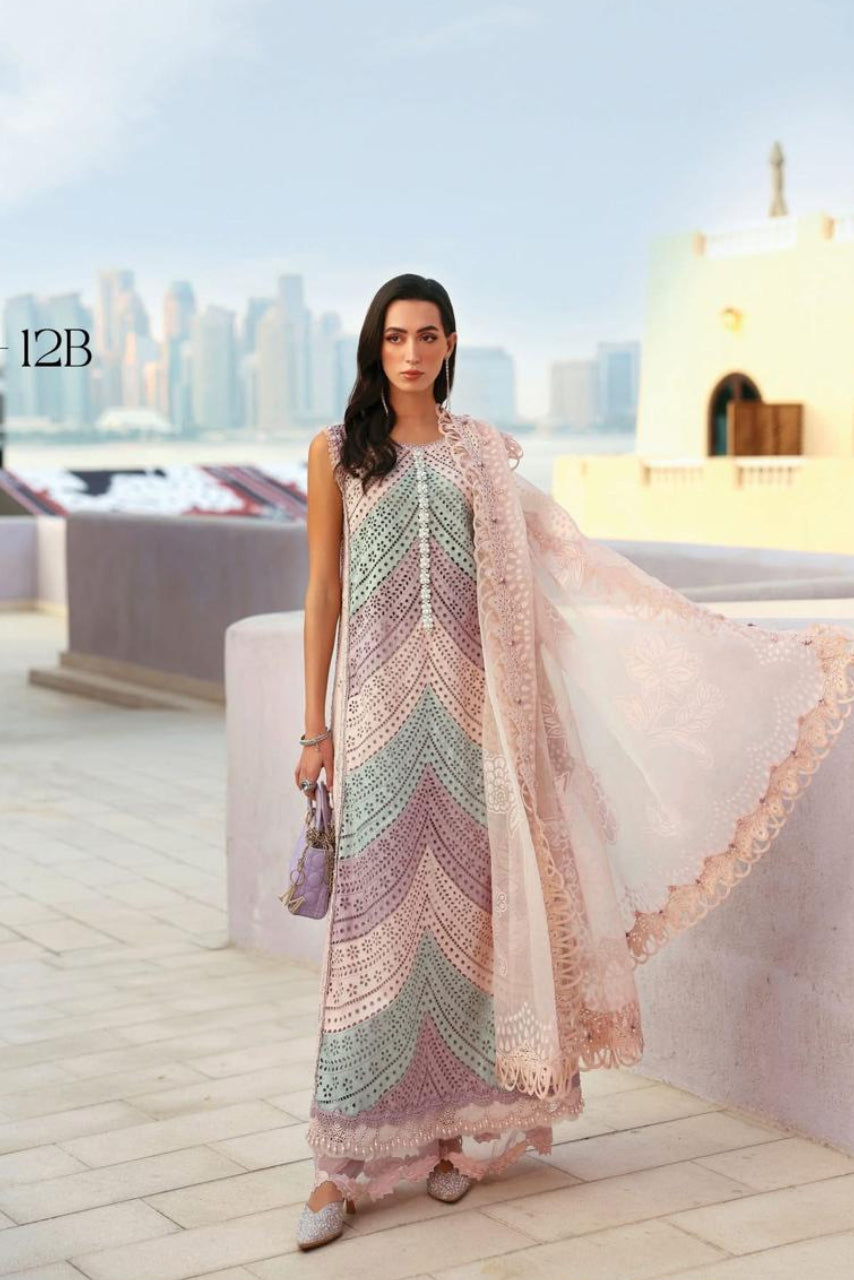Swiss Lawn Digital Printed Embroidered Suit with Heavy Work Dupatta 3pc Unstiched