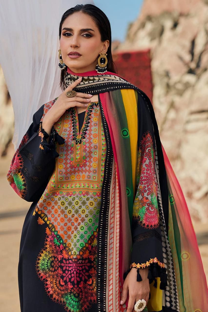 CHARIZMA SWISS LAWN (KA) WITH CHIFFON BORDER DUPATTA |3PC UNSTICHED