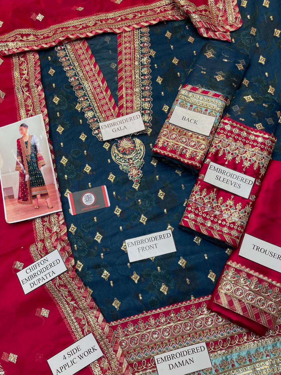 Barooq | Chiffon Emroided Dress | 3pec Unstiched