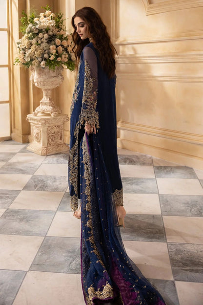CHARIZMA | BLUE AURA CHIFFON EMROIDED DRESS |3Pec Unstiched