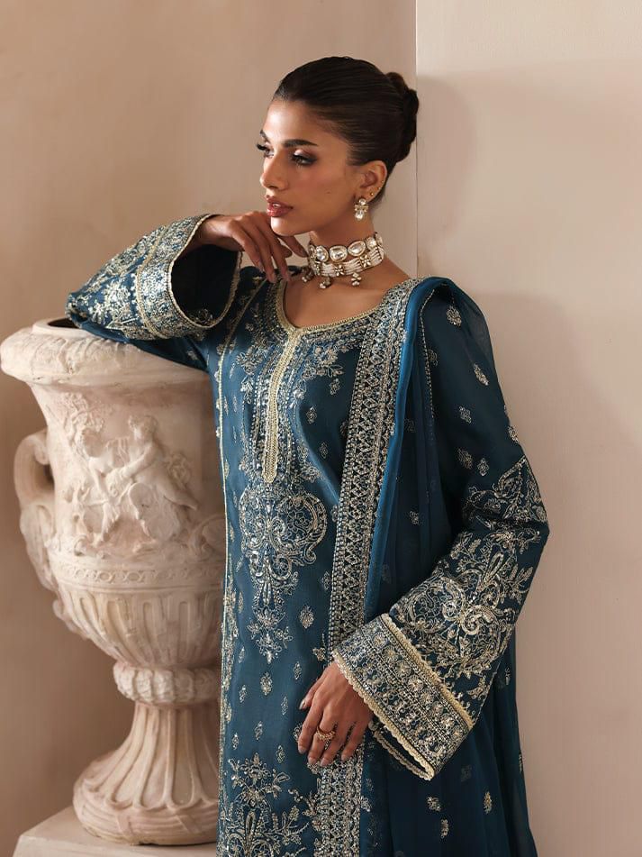 GULAL IMPERIAL ZINC EMROIDED DRESS  3PEC UNSTICHED